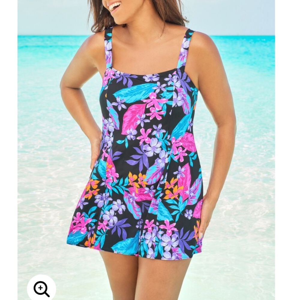 Plus Size 20 2X Swimsuits For All Swim Dress Paradise Floral New